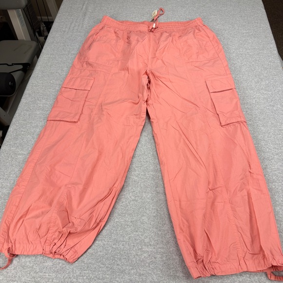 Aerie Womens XXL Coral Pink Cargo Pants Cotton Drawstring Wide Leg MSRP $54 - Picture 14 of 16